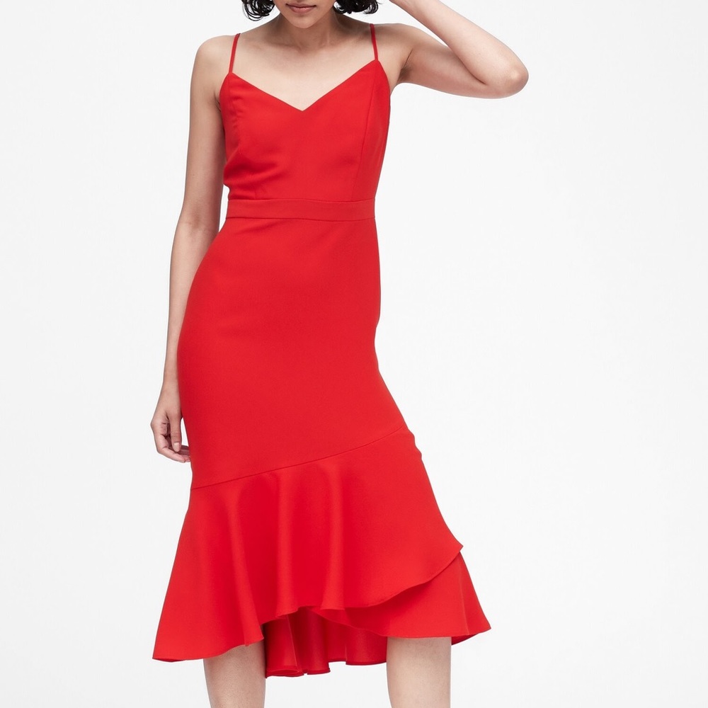 Banana Republic Midi Cocktail Dress with Ruffles